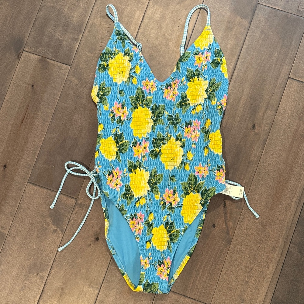 Aerie floral one piece bathing suit